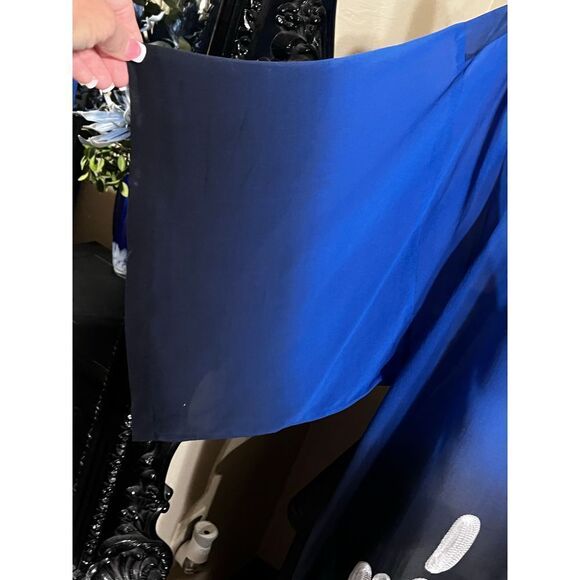 KAS New York Blue & White Silk Dress, Cover Up, Tunic Size Large - Picture 5 of 5